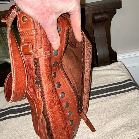 Bed Stu Leather Moore Studded Hobo Shoulder Bag Handbag Cognac Rustic MSRP $285 - Picture 6 of 13